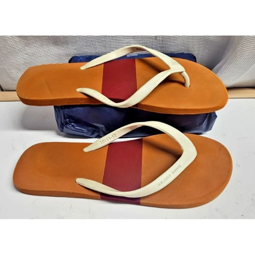 ORLEBAR color block flip flops embossed logo men's US 12/13